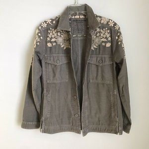 American Eagle Green Embroidered Military Jacket